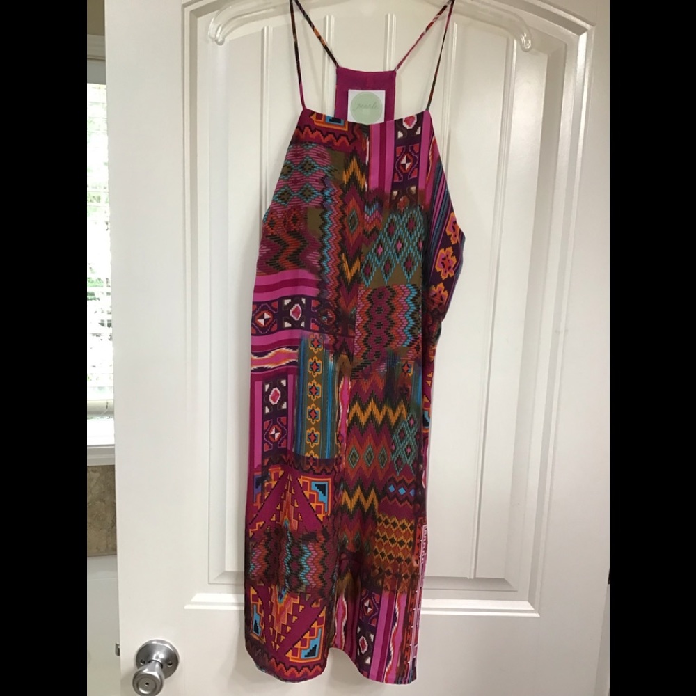 Pearle 88 tiny strap dress size M- Aztec pattern